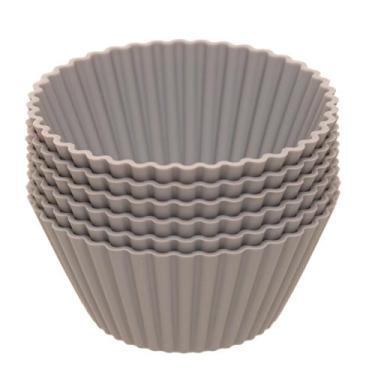 Imagem de 6 Formas Redondas para Cupcake 7cm x 3cm Cinza Silicone - Lyor
