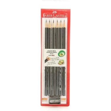 Imagem de Kit com 6 Lápis Grafite Nº 2B Redondo mais Apontador - FaberCastell - 
