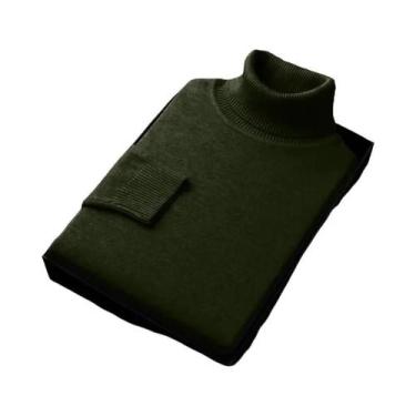 Imagem de Suéter Masculino Slim Fit com Gola Alta - Anti-Pilling, Malha, Manga C