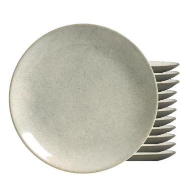 Imagem de Jogo 12 Pratos Sobremesa Cor Cinza Coup Mali Cerâmica 20cm Alleanza
