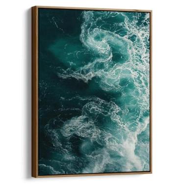 Imagem de Quadro Mar de Espumas e Ondas Revoltas - Mioquadros, 120x80 cm, Tabaco