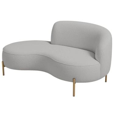 Imagem de Sofá Curvo 2 Lugares 150cm Braço Esq. Thommy Pés Ouro Bouclé Cinza Claro - Nexta Casa