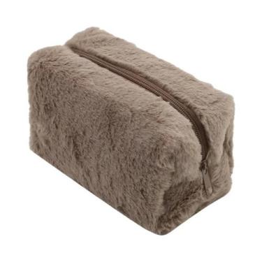 Imagem de Bolsa Organizadora De Cosméticos De Viagem Em Pelúcia Macia Para Mulhe