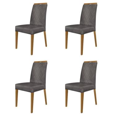 Imagem de Kit 4 Cadeiras de Jantar Estofadas Madeira Maciça Multimóveis CR15020