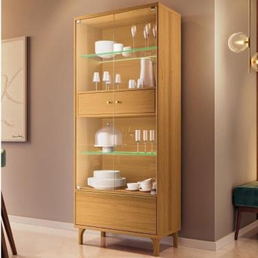 Imagem de Cristaleira Portas De Vidro Com Led 76cm Delux Cinamomo H01 - Mpozenato