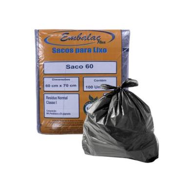 Imagem de Saco para Lixo 60 Litros Preto Reforçado Embalac Pacote com 100 Unidad