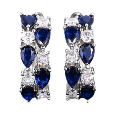 Imagem de Brincos De Argola De Luxo Para Mulheres Com Zircônia Cúbica, Joias Exq