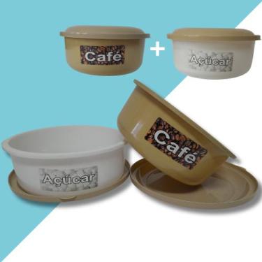 Imagem de Conjunto 2 Potes Café e Açucar Plástico Qualidade  Oferta - Emilar