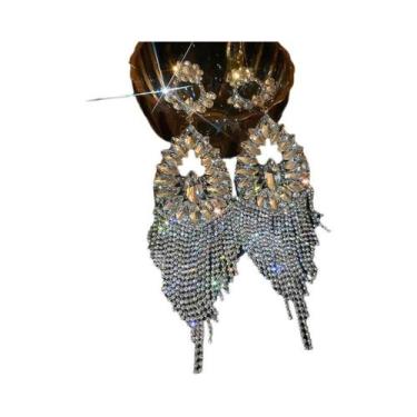 Imagem de Brincos Longos De Flor Com Strass Para Mulheres, Joias Da Moda Europei