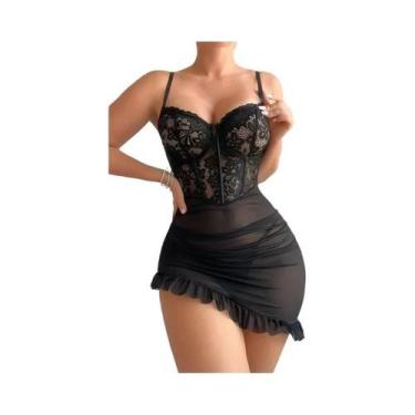 Imagem de Conjunto De Sutiã Transparente E Calcinha Feminino, Lingerie Delicada 