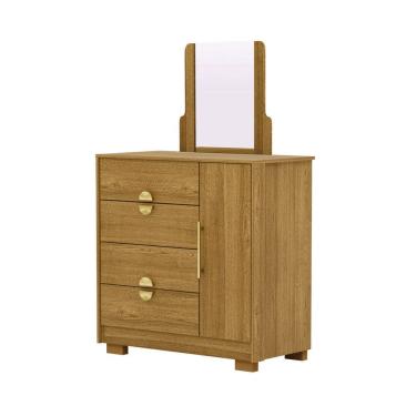 Imagem de Cômoda Sapateira Ilha Bela 1 Porta 4 Gavetas 93cm Amadeirado Nature Estilo Moderno para Quarto