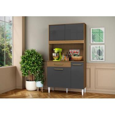 Imagem de Kit Cozinha Zara 4 Portas ( 02 de correr) 01 gaveta - Atacama/Grafite 