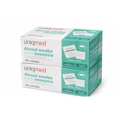 Imagem de Kit 200 Unidades Alcool Swab 70% Assepsia Uniqmed Verde Verde-claro