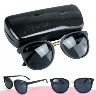 Imagem de Oculos Sol Feminino Vintage Emborrachado + Case Preto Moda Qualidade P