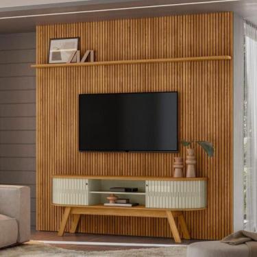 Imagem de Conjunto New Laguna Painel Com Prateleira Aparador Rack Cumaru-opala -