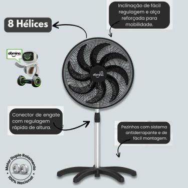 Imagem de Ventilador Dômina Coluna Turbo 60cm 8 Hélices Silencioso, Preto