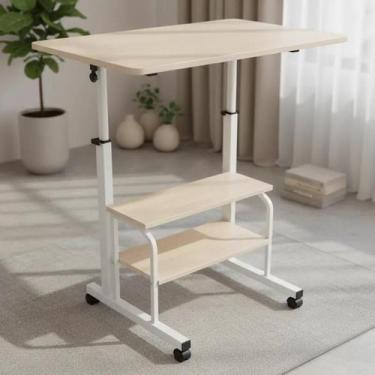Imagem de Mesa Para Estudos C/ Rodinhas Ajustável e Prateleiras Laptop - Yeet