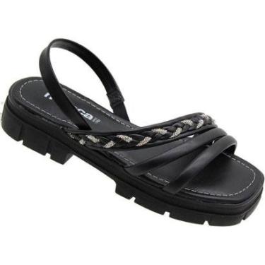 Imagem de Sandália Slide Moleca Tira Pronta Salto Baixo Plataforma Tratorado Feminino-Feminino