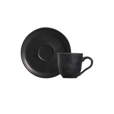 Imagem de Conjunto com 6 Xícaras de Café com Pires Bio Preto Matte 120ml
