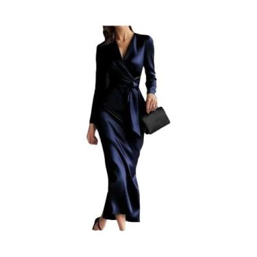 Imagem de Vestido Feminino De Manga Longa Com Renda E Cintura Justa Estilo Hepbu