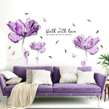 Imagem de Adesivo Prabahdak Purple Floral 90x150cm DIY Wall Art