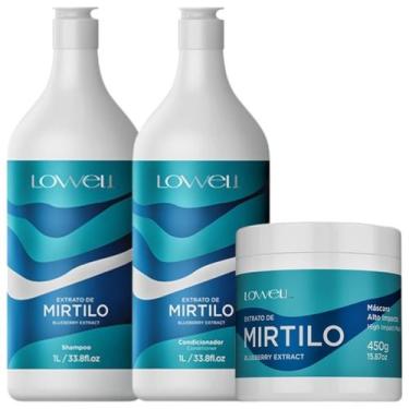Imagem de Kit Mirtilo 1 Shampoo 1 Condicionador 1L 1 Máscara 450g Lowell
