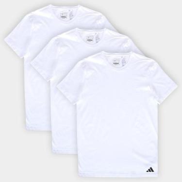 Imagem de Kit Camiseta Adidas Básicas 3 Peças Masculino, Branco, M