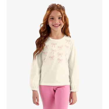 Imagem de Blusa Manga Longa Meia Malha Com Estampa Rovi Kids Bege, 10, Bege