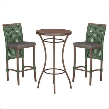 Imagem de Mesa Bistro e 2 Banquetas Roma Marrom Corda Náutica 11 Trama Original,