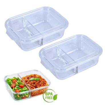 Imagem de KIT 2 Pote Vidro Hermético Grande 1000ml com Divisória Mor