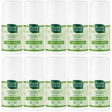 Imagem de Kit 10 Desodorante Boni Natural Roll-On Natural Coco E Toranja Vegano 