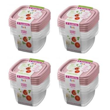 Imagem de Kit 16 Potes Para Alimentos Quadrado 360 ML Transparente - Sanremo