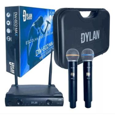 Imagem de Microfone sem fio dylan uhf com 2 bastões dw-602 max