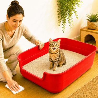 Imagem de Bandeja Gato Higienica Jumbox Vermelha Areia Caixa 62X50cm - PET IN