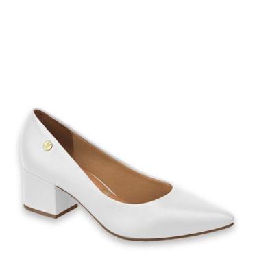 Imagem de Sapato Feminino Salto Baixo Grosso Bico Fino Vizzano 1220.315, Branco 