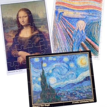 Imagem de COMBO quebra-cabeça infantil: 03 Quebra-Cabeças COM 24 PEÇAS cada: Clássicos da Arte "Noite estrelada", "Monalisa" e "O grito"
