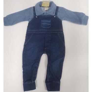 Imagem de Macacão Longo Luxo Jeans Bebê Menino Plush Buckle Katita 163 -, Azul, 