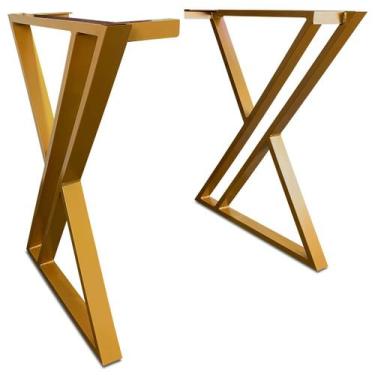 Imagem de Base De Mesa Qatar - Dourado - Genus Móveis, Aço Carbono, Qatar