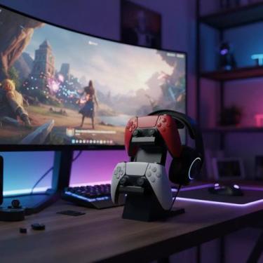 Imagem de Suporte De Mesa 2 Controles E Headset Universal Ps5 Xbox Pc - CS3D, Pr
