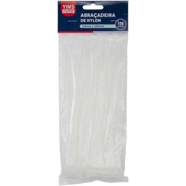 Imagem de Abraçadeira de Nylon 3,6x200mm 100 Peças Alta Resistência Branca Yin's