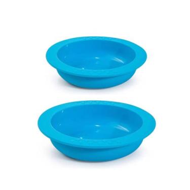 Imagem de Prato Infantil Silicone Inquebravel Azul Kids Criança 2un - GOURMET MI