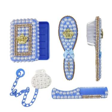 Imagem de Kit higiene de bebê com Escova Pente Saboneteira prendedor de Chupeta 
