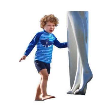 Imagem de Maiô Infantil Com Estampa De Tubarão, Roupa De Banho De 2 Peças Para M