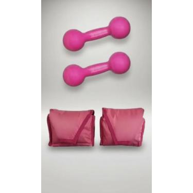 Imagem de Kit Halteres 3kg Rosa + Caneleiras 3kg Rosa - Congratulations Store