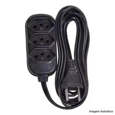 Imagem de Extensão Tri 2P+T 10M Cabo PP Chato 10A 250V Preto Ilumi