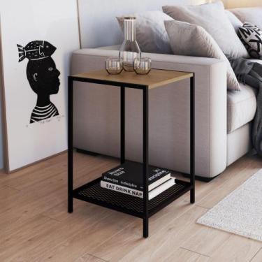 Imagem de Mesa Lateral Industrial York - Carvalho/Preto - Artesano, Marrom