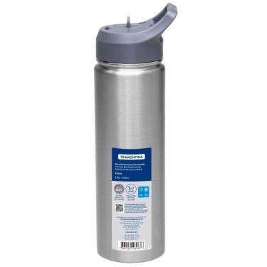 Imagem de Squeeze Garrafa Térmica Tramontina 650ml Inox com Canudo