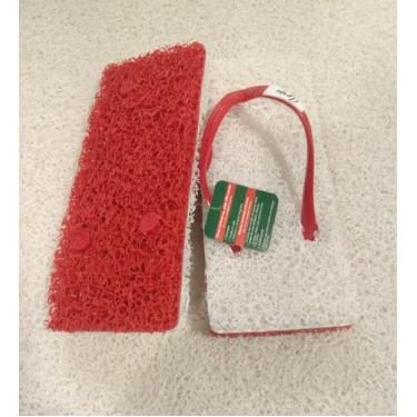 Imagem de Chinelos Apaju, duplo capacho (tapetinho) quadrado, Branco, Vermelho, 