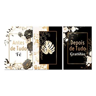 Imagem de Kit 3 Placas Decorativas Frases Fé Gratidão 20x30 cm Mdf
