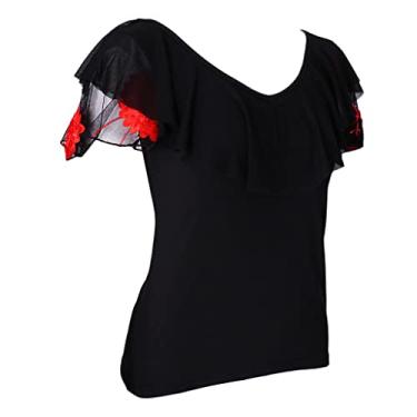 Imagem de shamjina Camiseta Manga em Dança Dança, vermelho, XL
